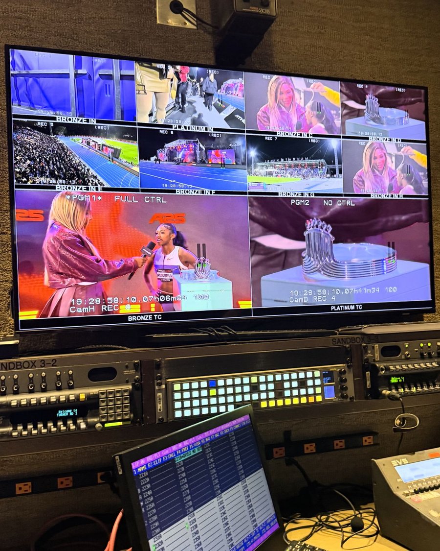 Broadcast truck multiviewer and EVS controller during ATHLOS