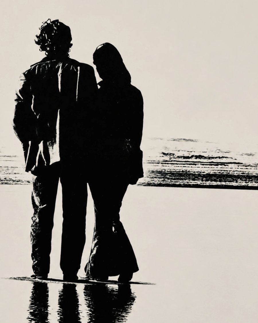 Silhouette of two people on a beach, from the Jack Alexander book